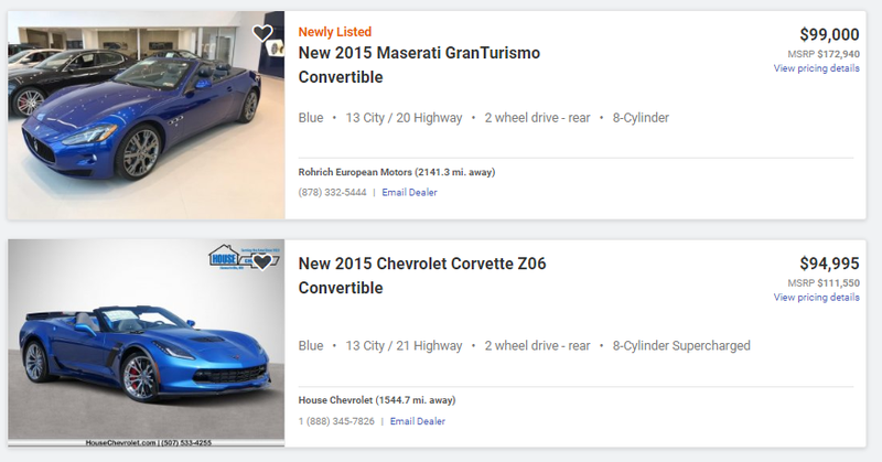 Illustration for article titled So I was searching Autotrader for the oldest new cars, V8 and above for sale across the country...